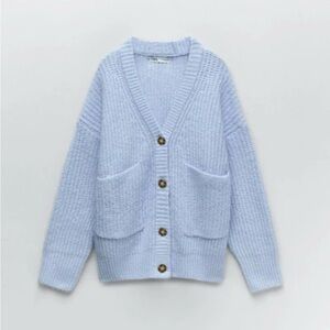Zara Light Blue Button-Up Cardigan